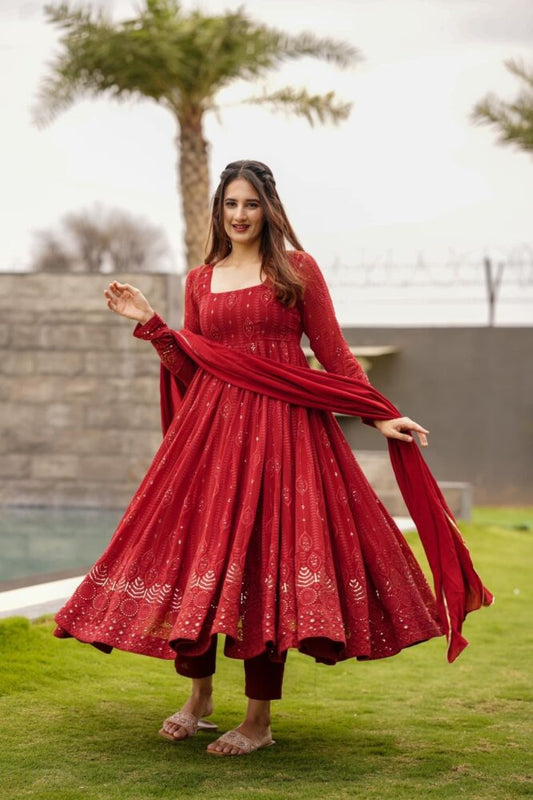 ANARKALI EMBROIDERED GEORGETTE SUIT SET