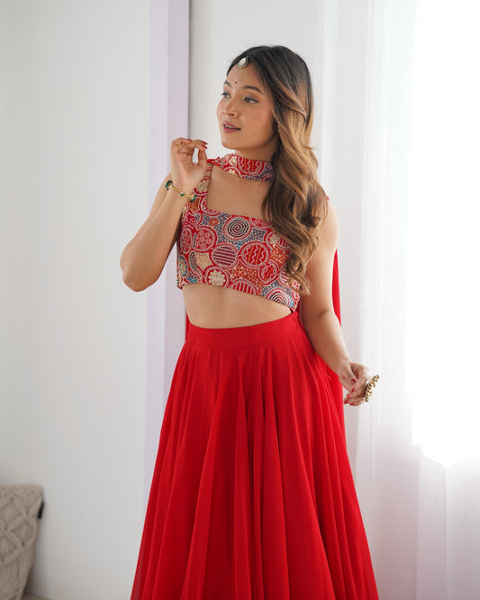 Red Beautiful Design And Super Lehenga Choli