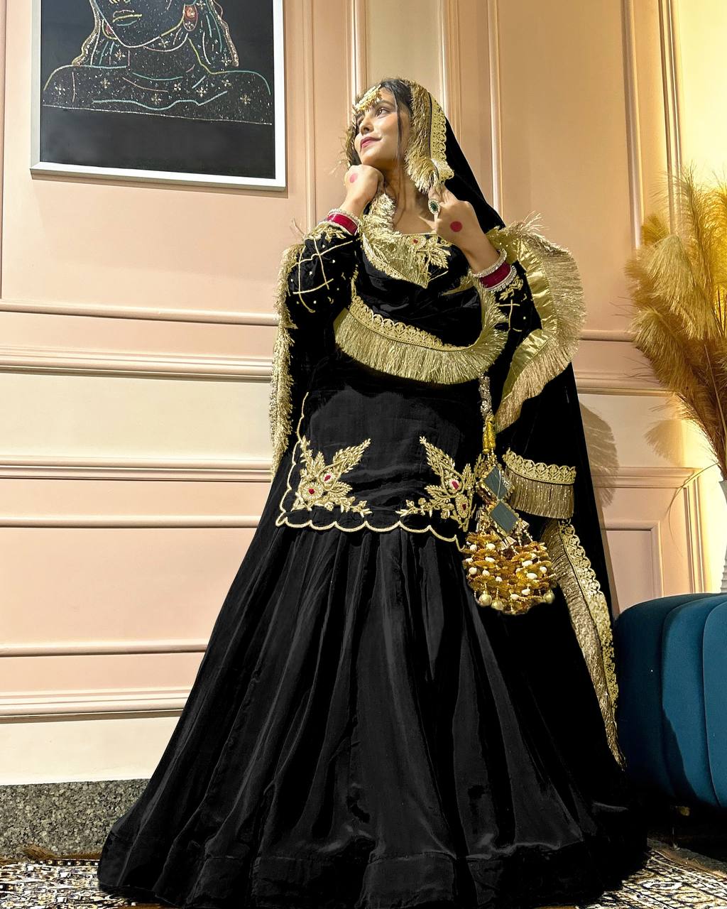 Royal Emerald Natural Crepe Silk Full Sleeve Ethnic Gown Set