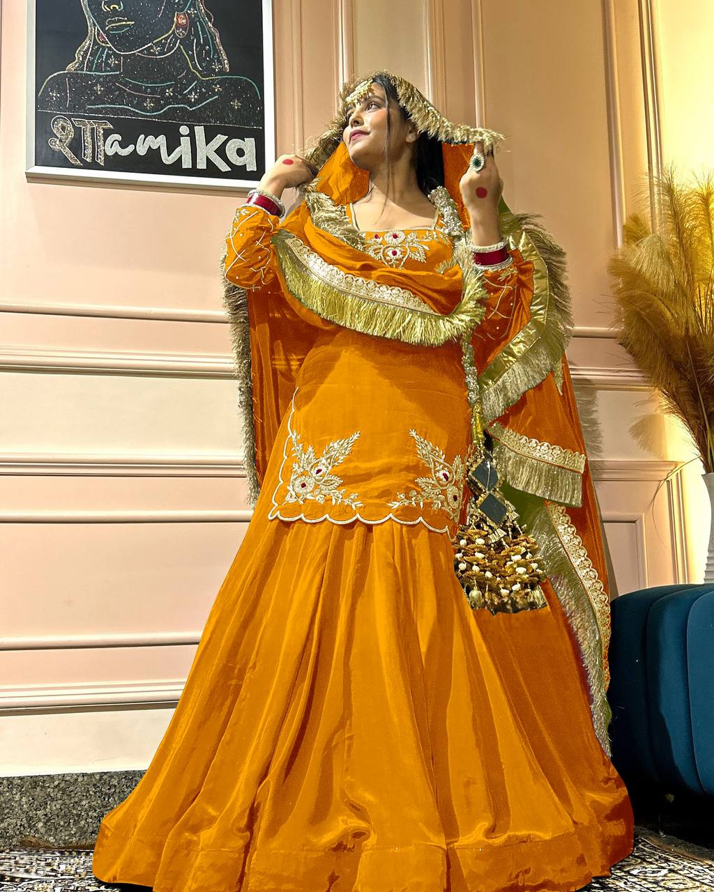 Royal Emerald Natural Crepe Silk Full Sleeve Ethnic Gown Set