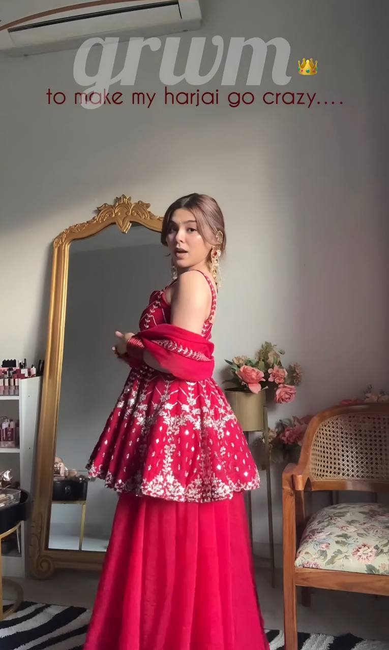 Royal Ruby Embroidered Set with Dupatta