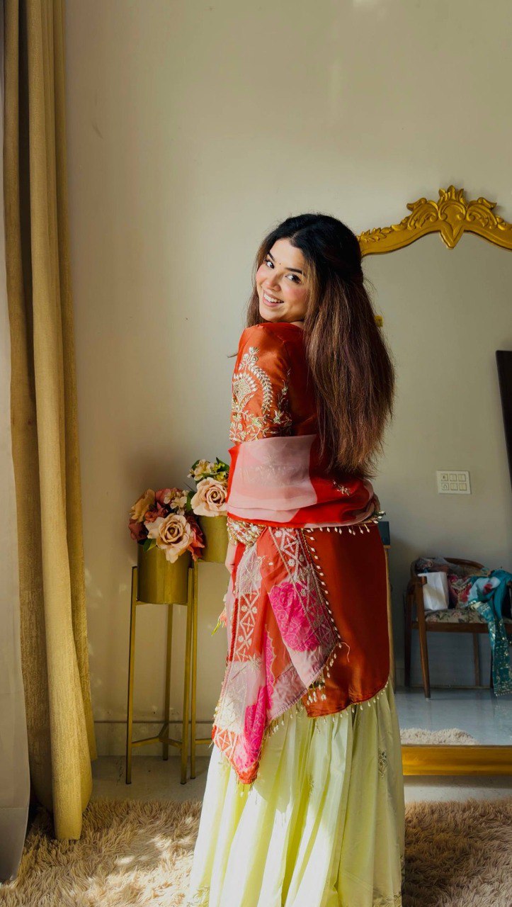 Aqua Elegance Embroidered Kurta Sharara Set