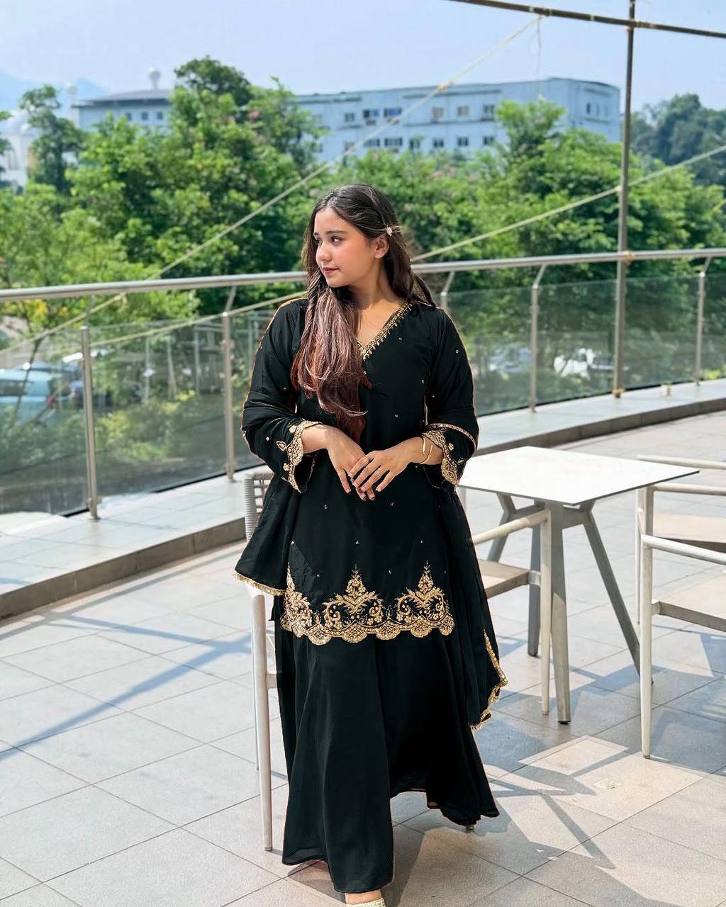 Presenting New Designer Party Wear Look Top-Plazzo and Dupatta With Heavy Embroidery Work