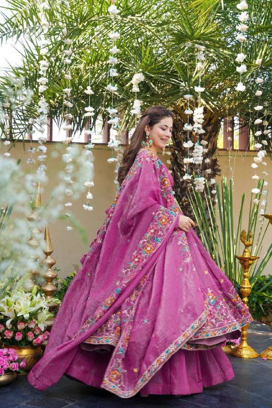 Elegant Embroidered Anarkali Suit Set – Rani Pink & Teal Green