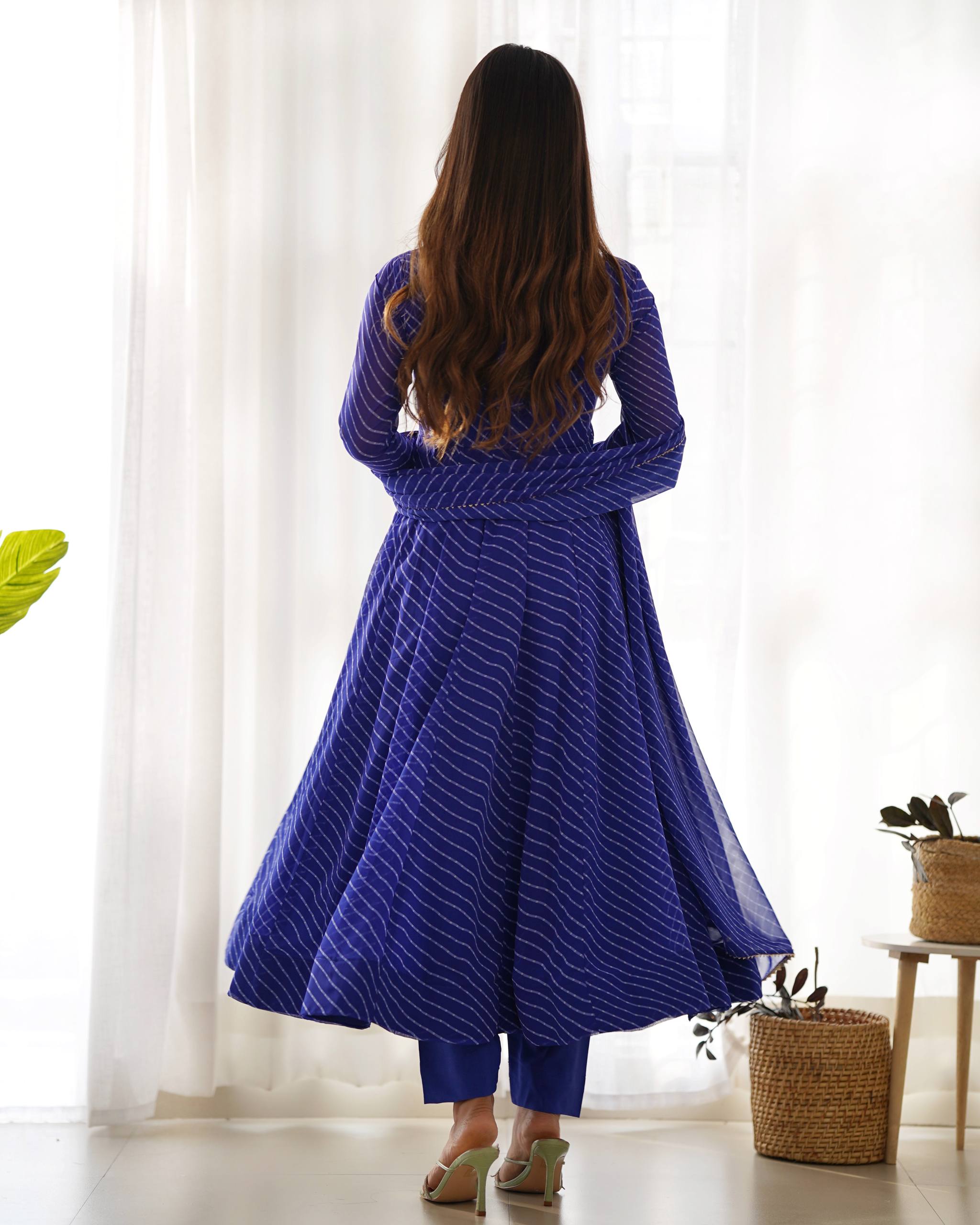 Elegant Leheriya Style Anarkali Suit Set with Dupatta