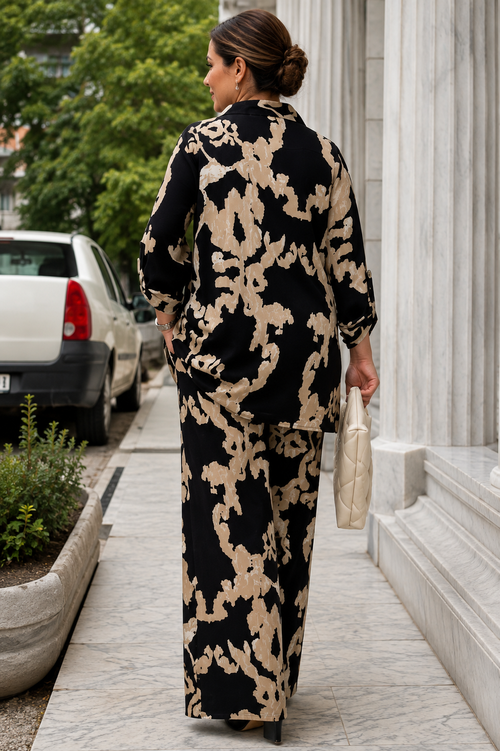 Luxe Noir Abstract Print Premium Co-Ord Set for Women