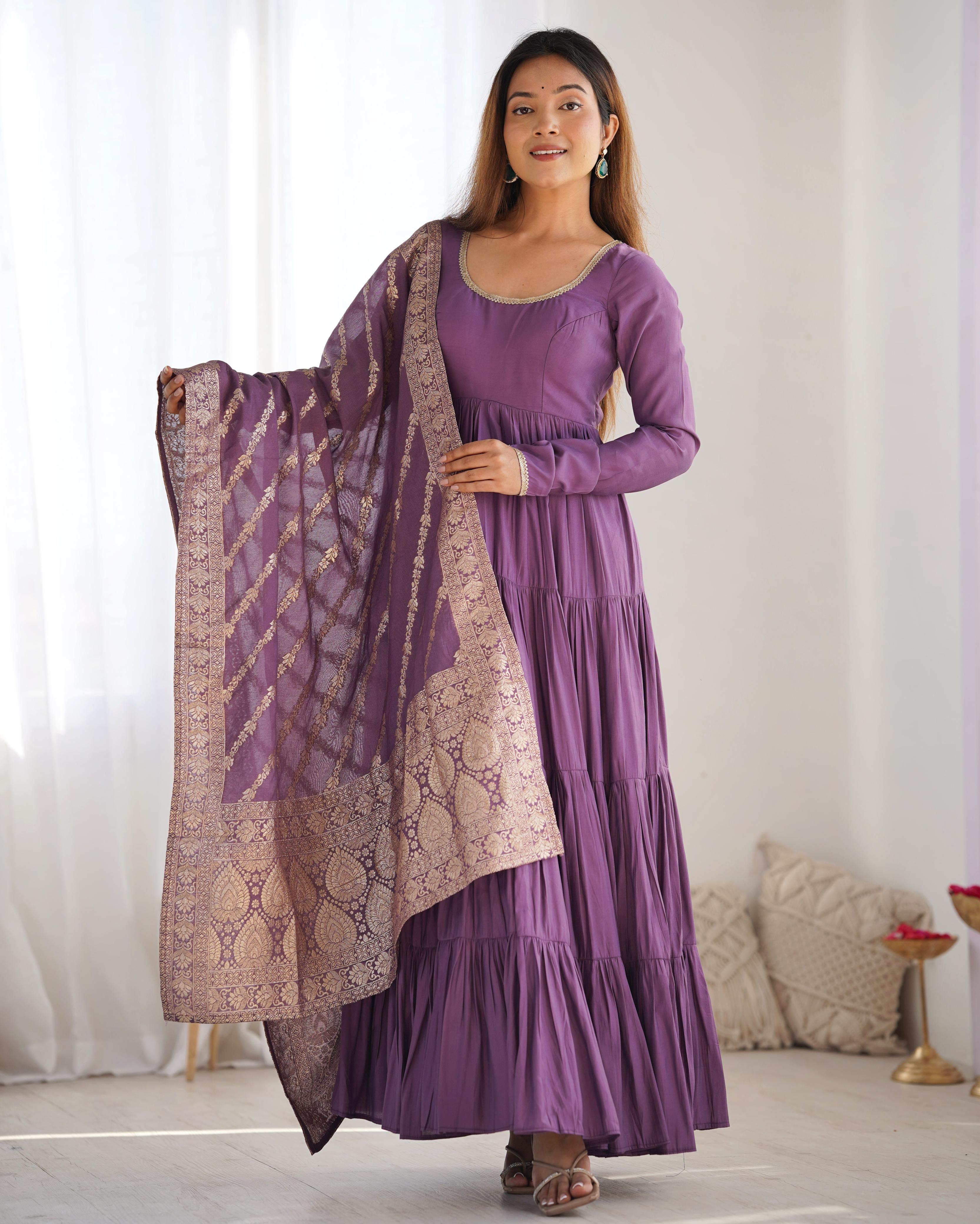 PURE ROMANSILK CHANDERI FABRIC FULLY FLAIR ANARKALI