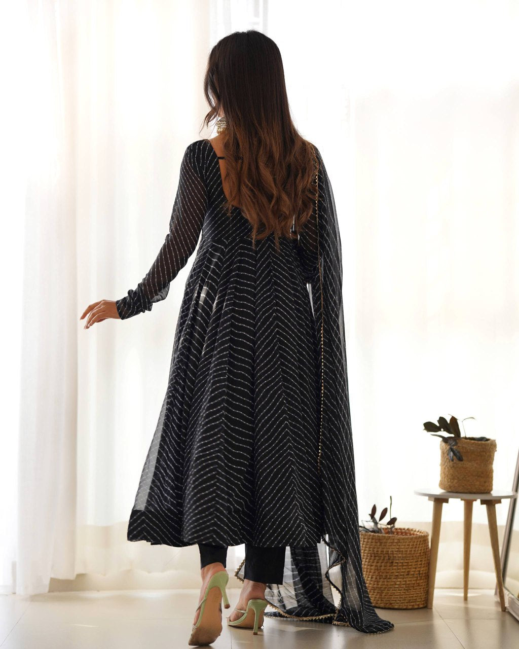 Elegant Leheriya Style Anarkali Suit Set with Dupatta