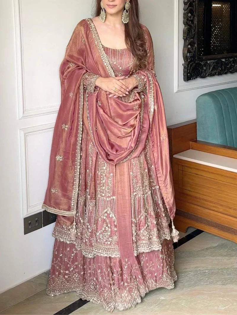 Dusty Rose Premium Designer Anarkali Suit