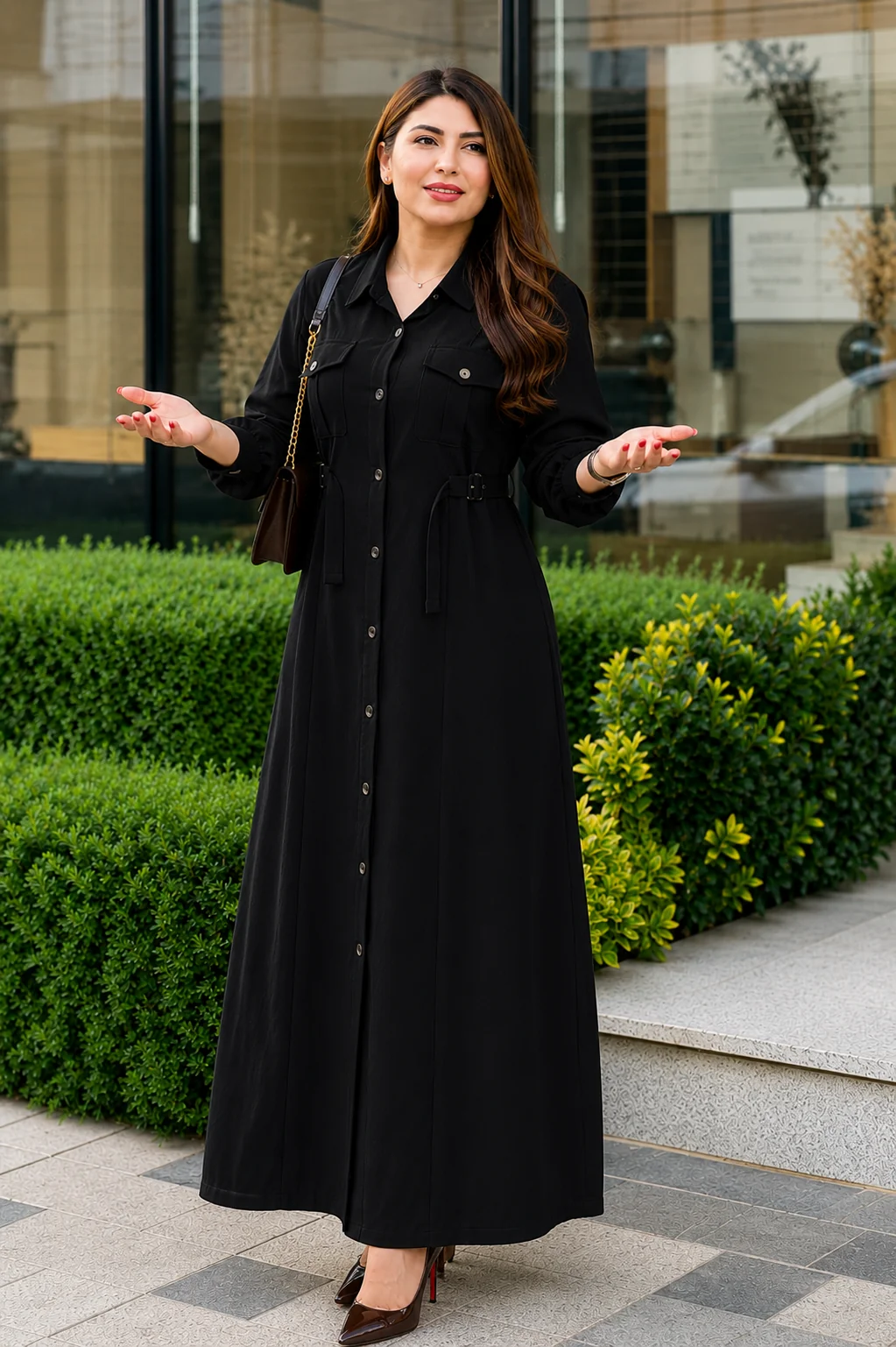 Women's Maxi Style Dress with Waist Belt | Casual & Office Wear
