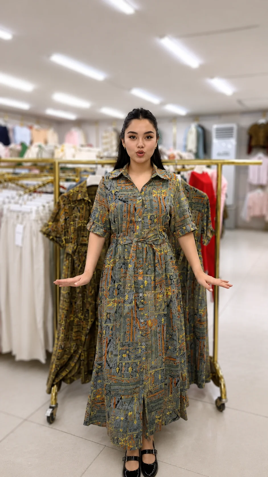 Urban Mosaic Premium Printed Rayon Maxi Dress