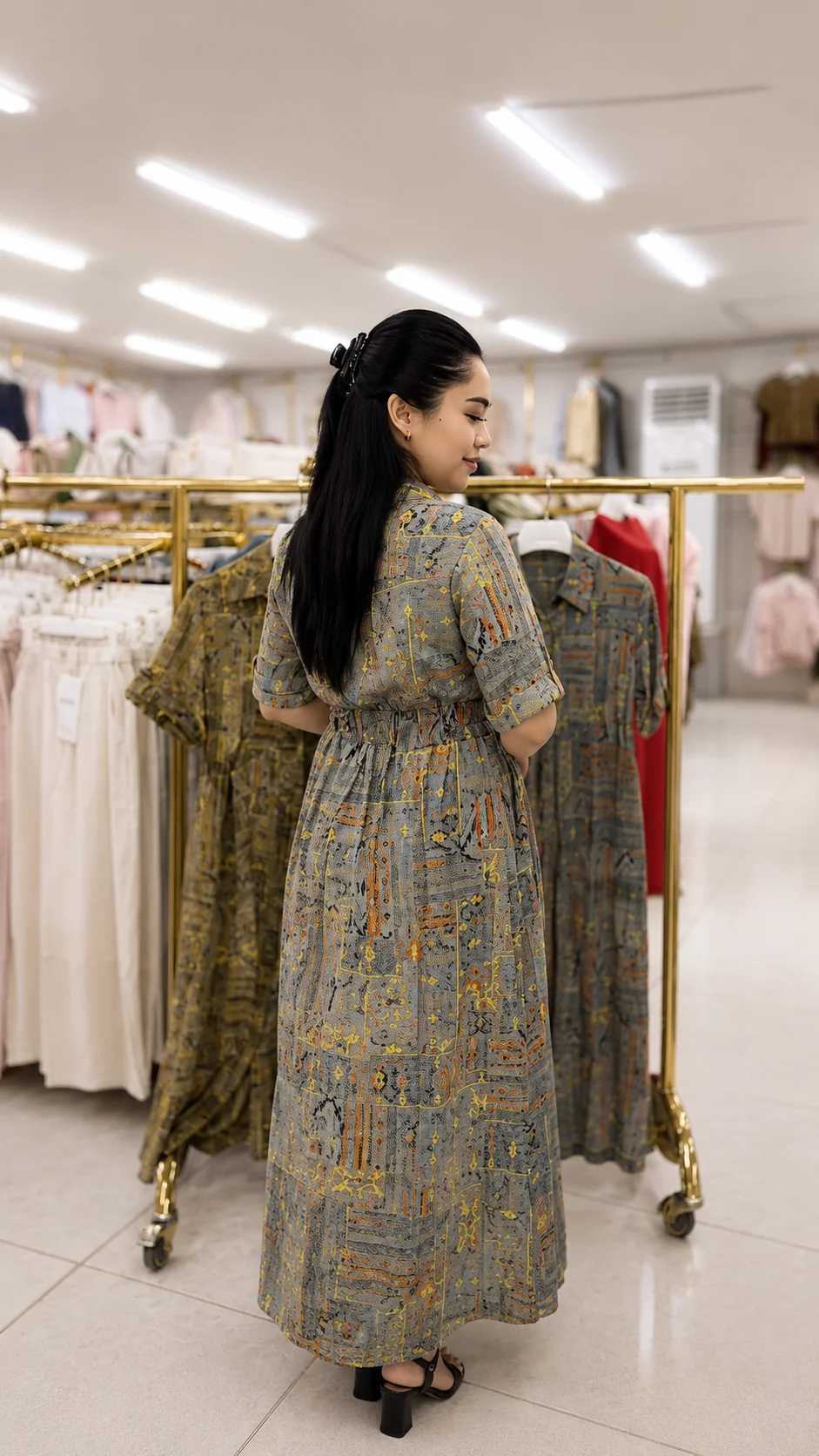 Urban Mosaic Premium Printed Rayon Maxi Dress