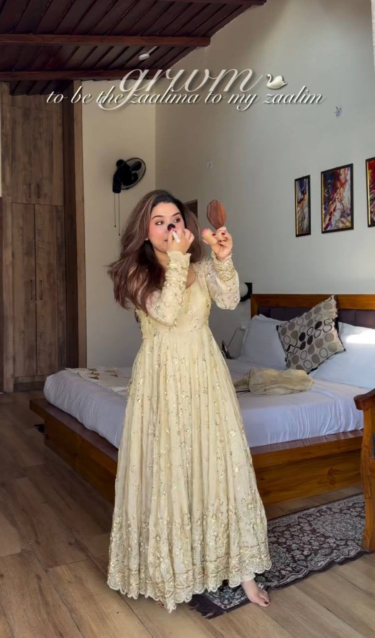 Royal Grace Gold Embellished Anarkali Suit