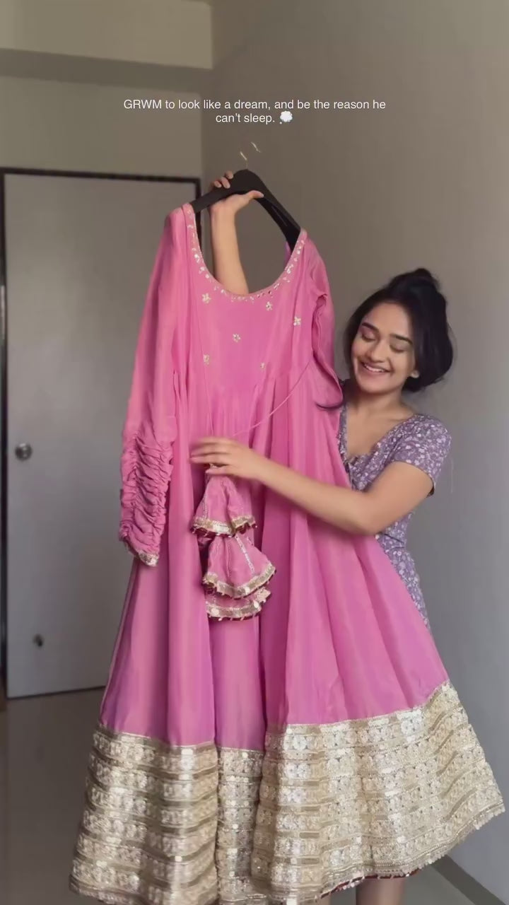 Classic Indian Anarkali Gown with Elegant Dupatta Set
