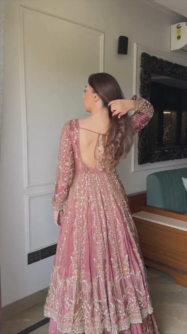 Dusty Rose Premium Designer Anarkali Suit