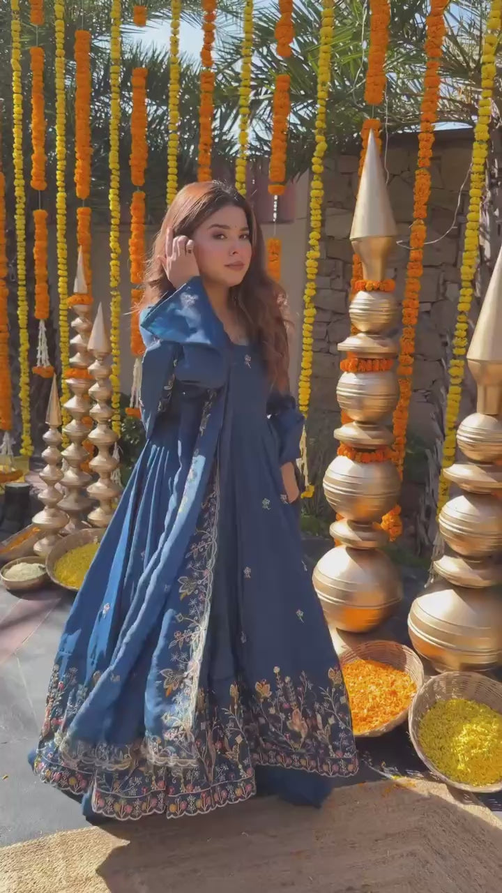 Luxury Floral Embroidered Anarkali Suit Set